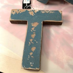 NWT Creative Co-Op Wooden Letter T